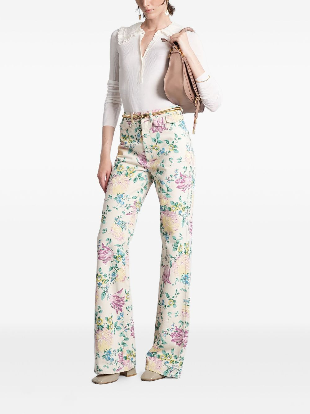 floral-print jeans - 2