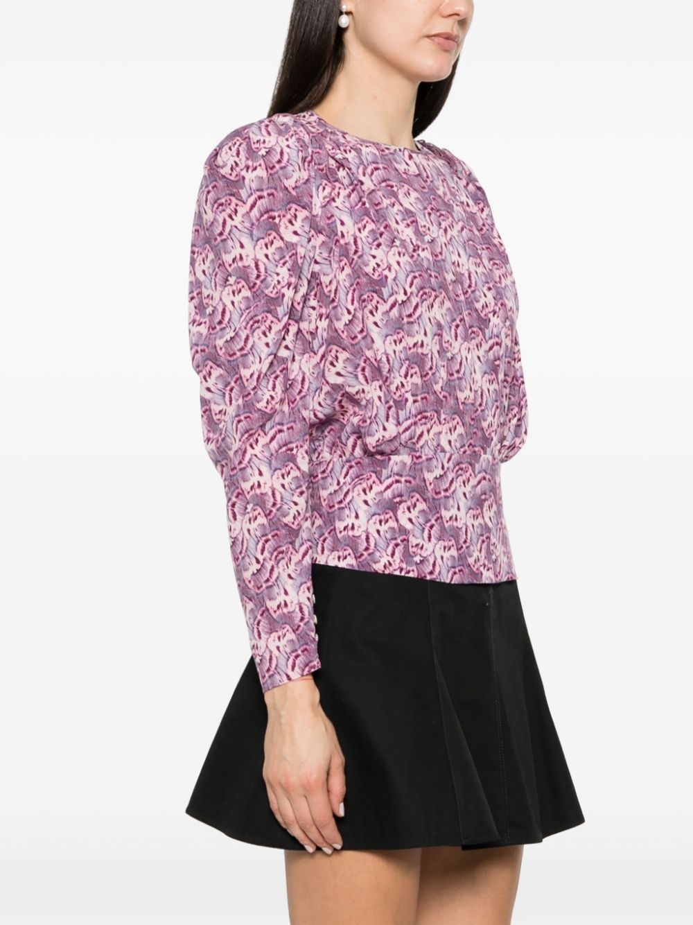 graphic-print silk-blend blouse - 3