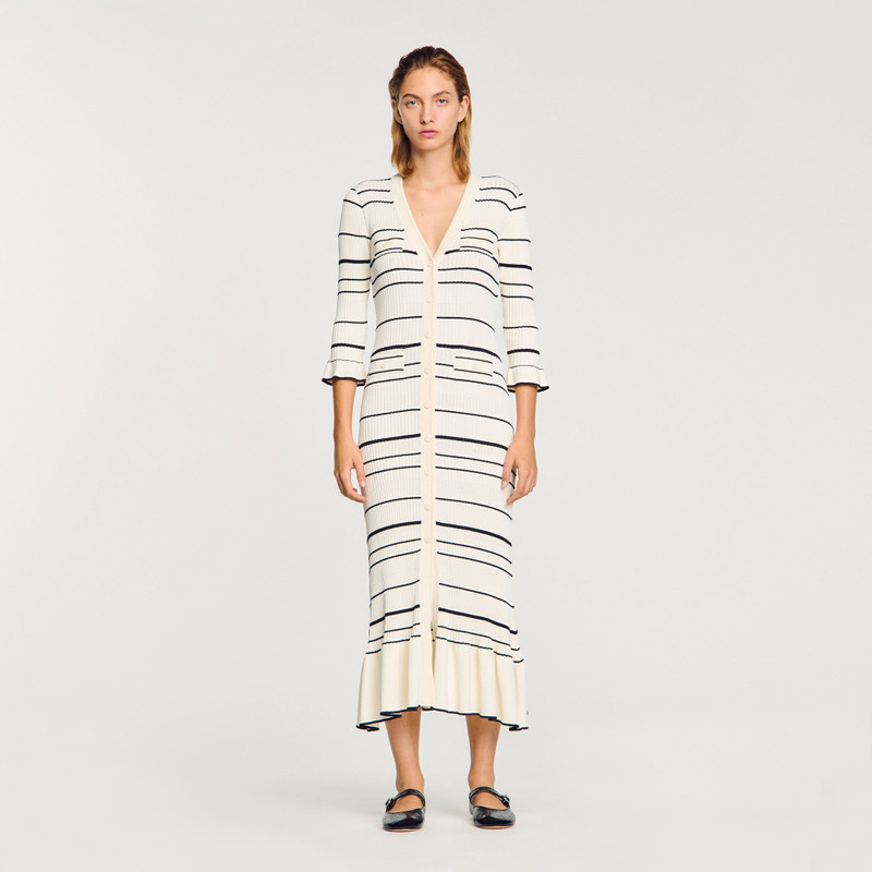 Sandro STRIPED KNIT MAXI DRESS outlook