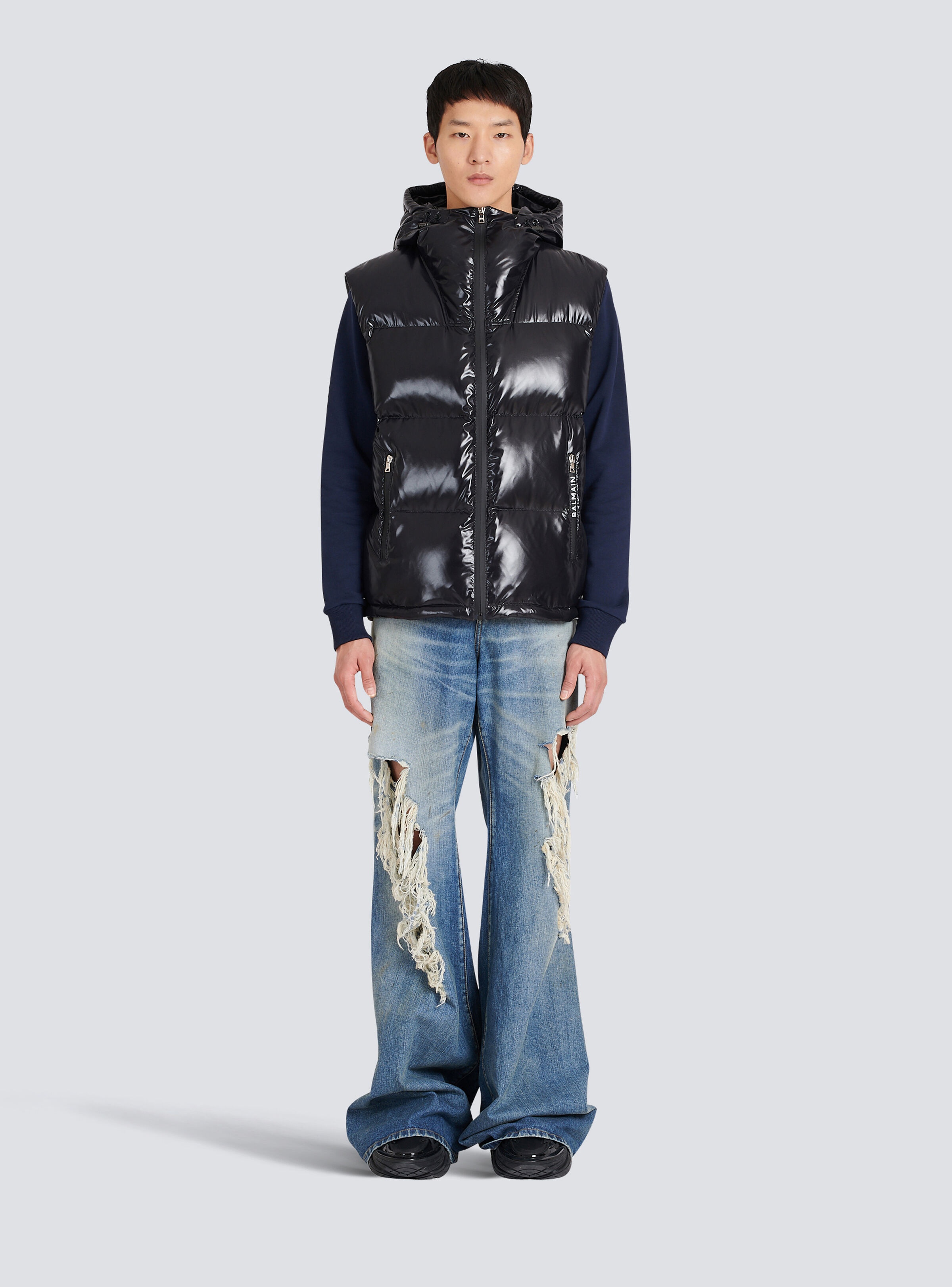 Hooded nylon quilted vest - 3