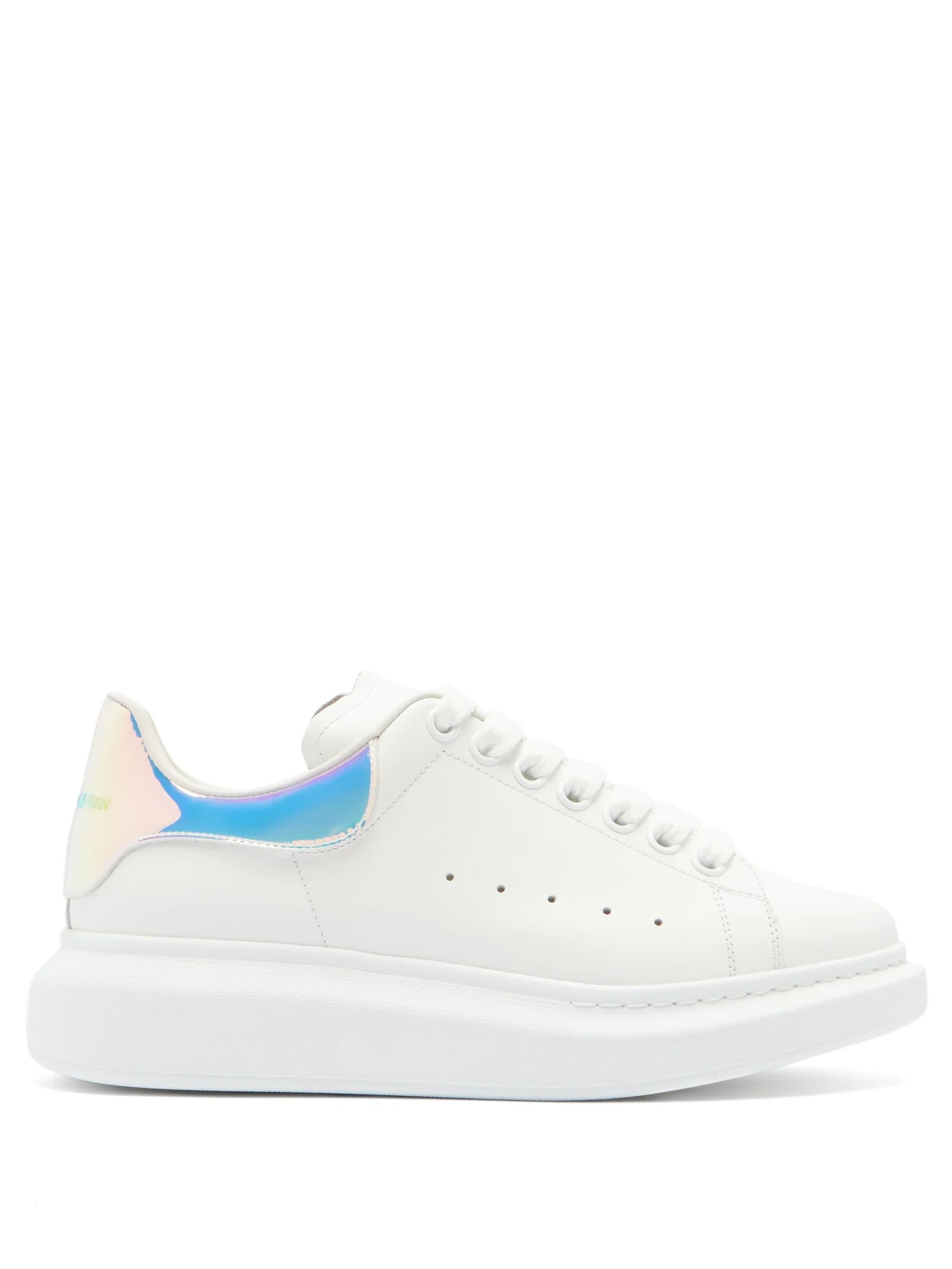 Oversized holographic-heel leather trainers - 1