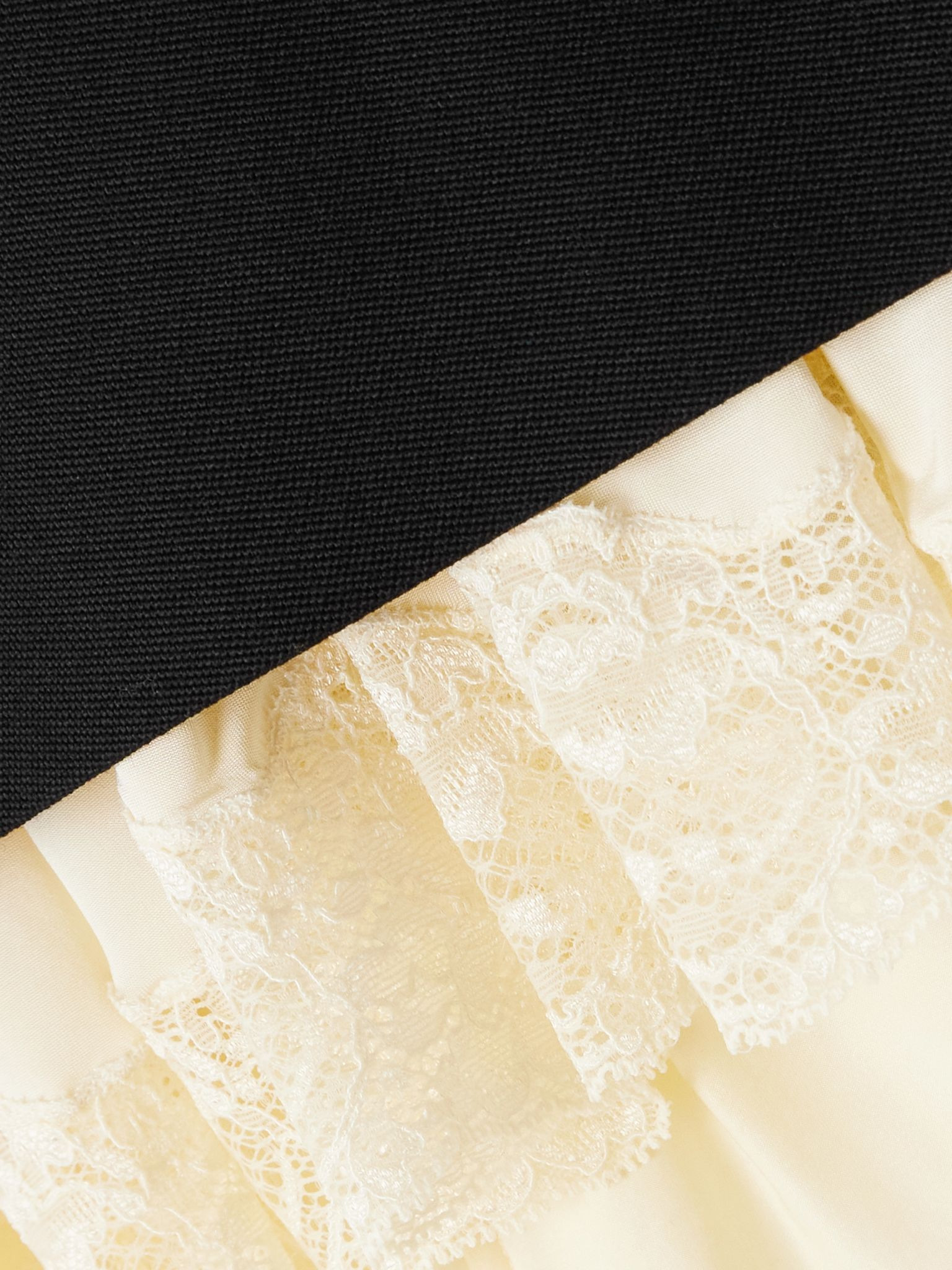 Lace-trimmed wool midi skirt Black - 5