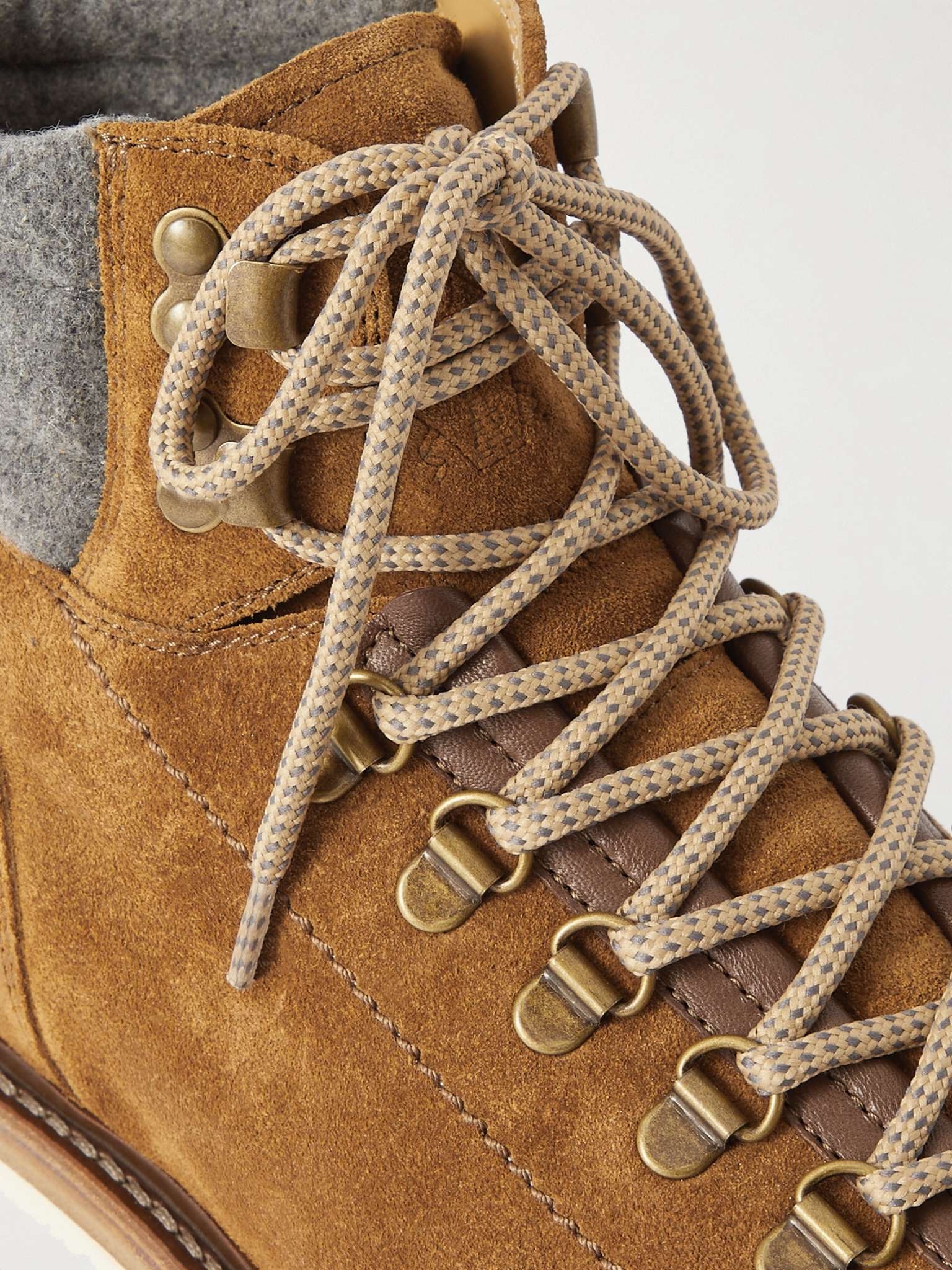 Flannel-Trimmed Suede Boots - 6