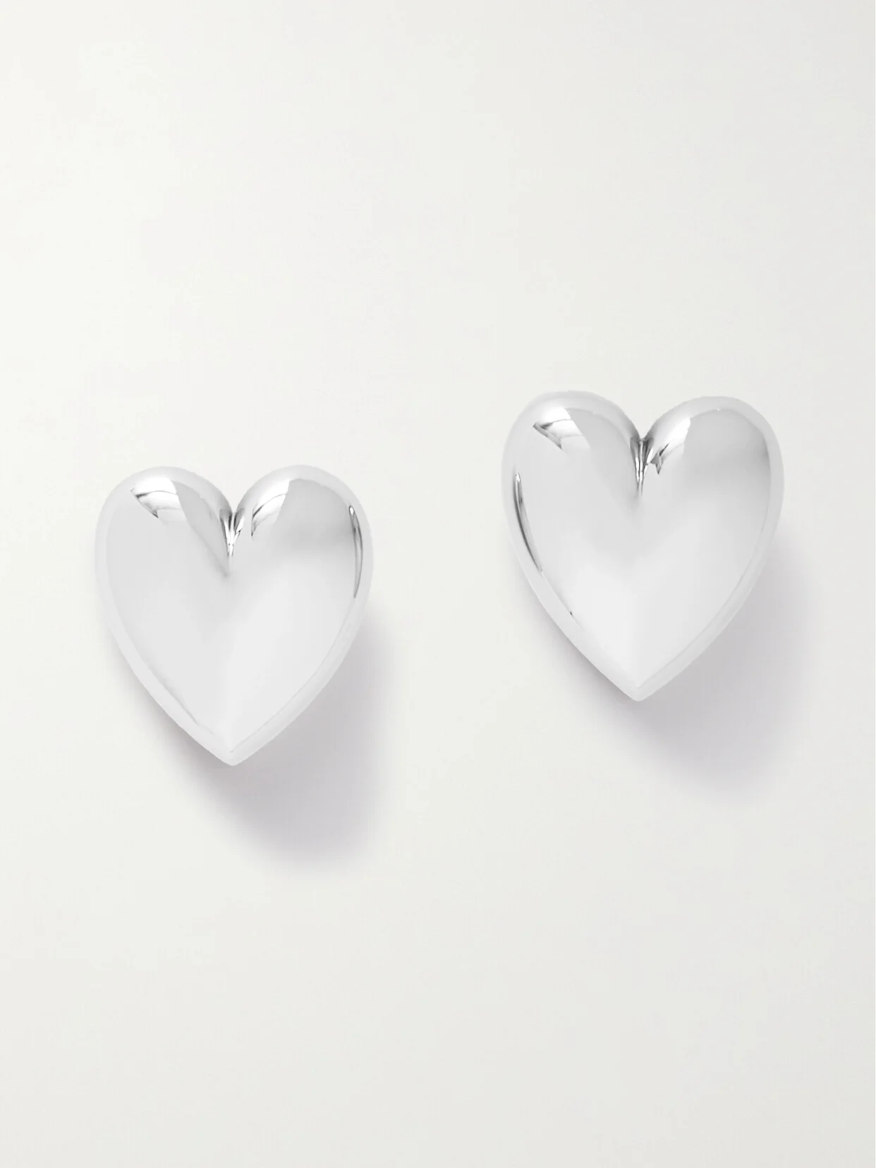 Puffy Heart Silver-tone Earrings - 1
