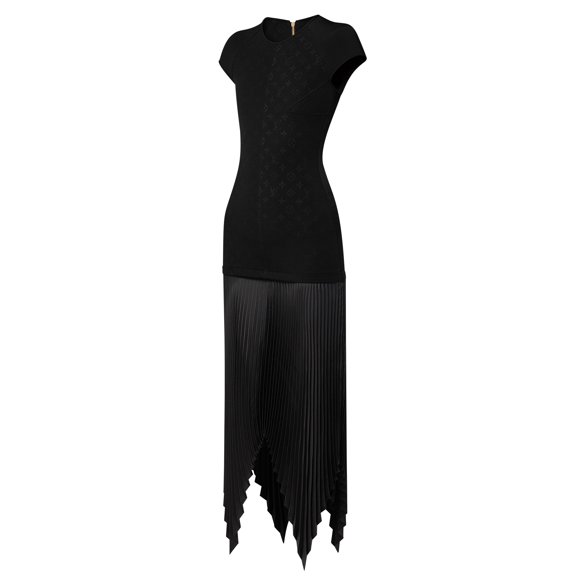 Embossed Monogram Pleated Dress - 2