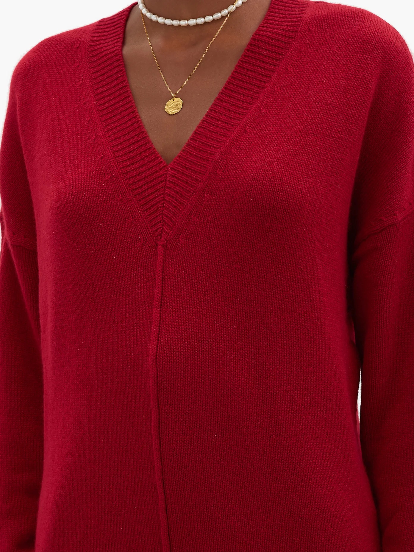 Amy V-neck cashmere-blend sweater - 4