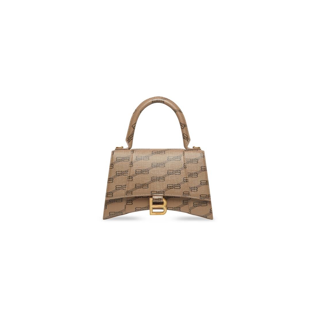 Balenciaga Hourglass Bb Monogram Top-Handle S Tote Bag - Brown