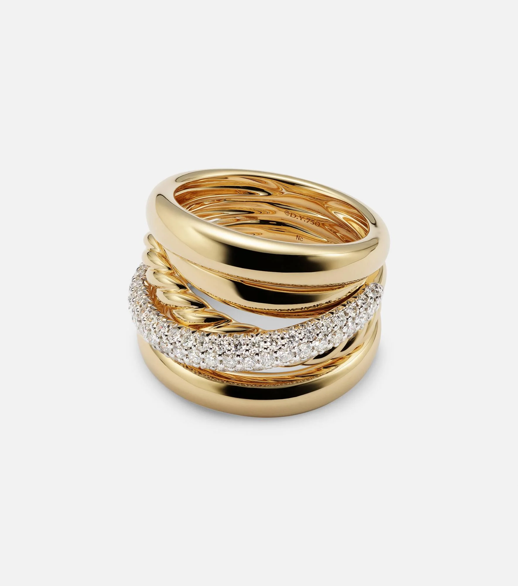 DY Crossover® 18kt gold ring with diamonds - 1