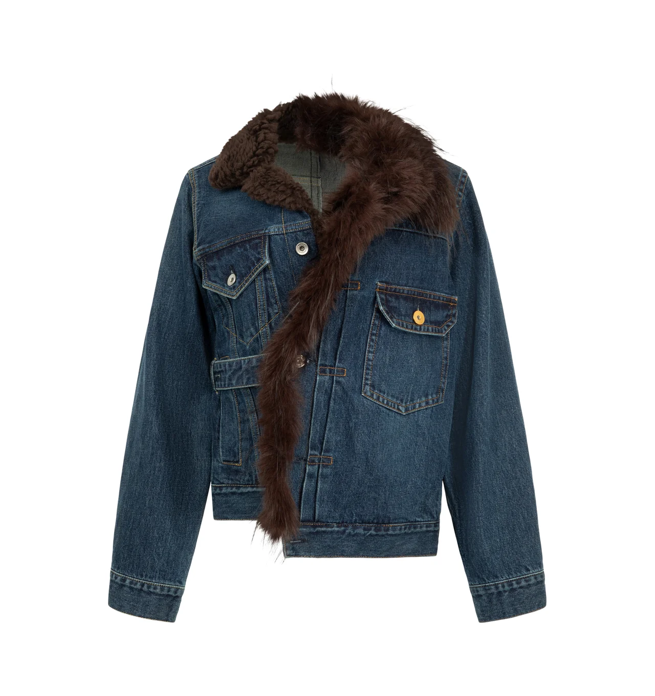 ASYMMETRICAL DENIM JACKET - 1