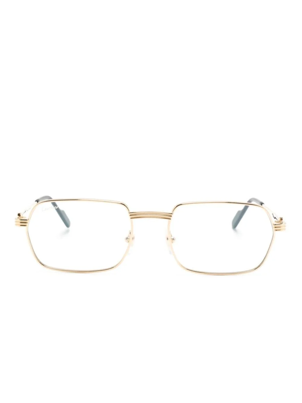 ribbed rectangle-frame glasses - 1