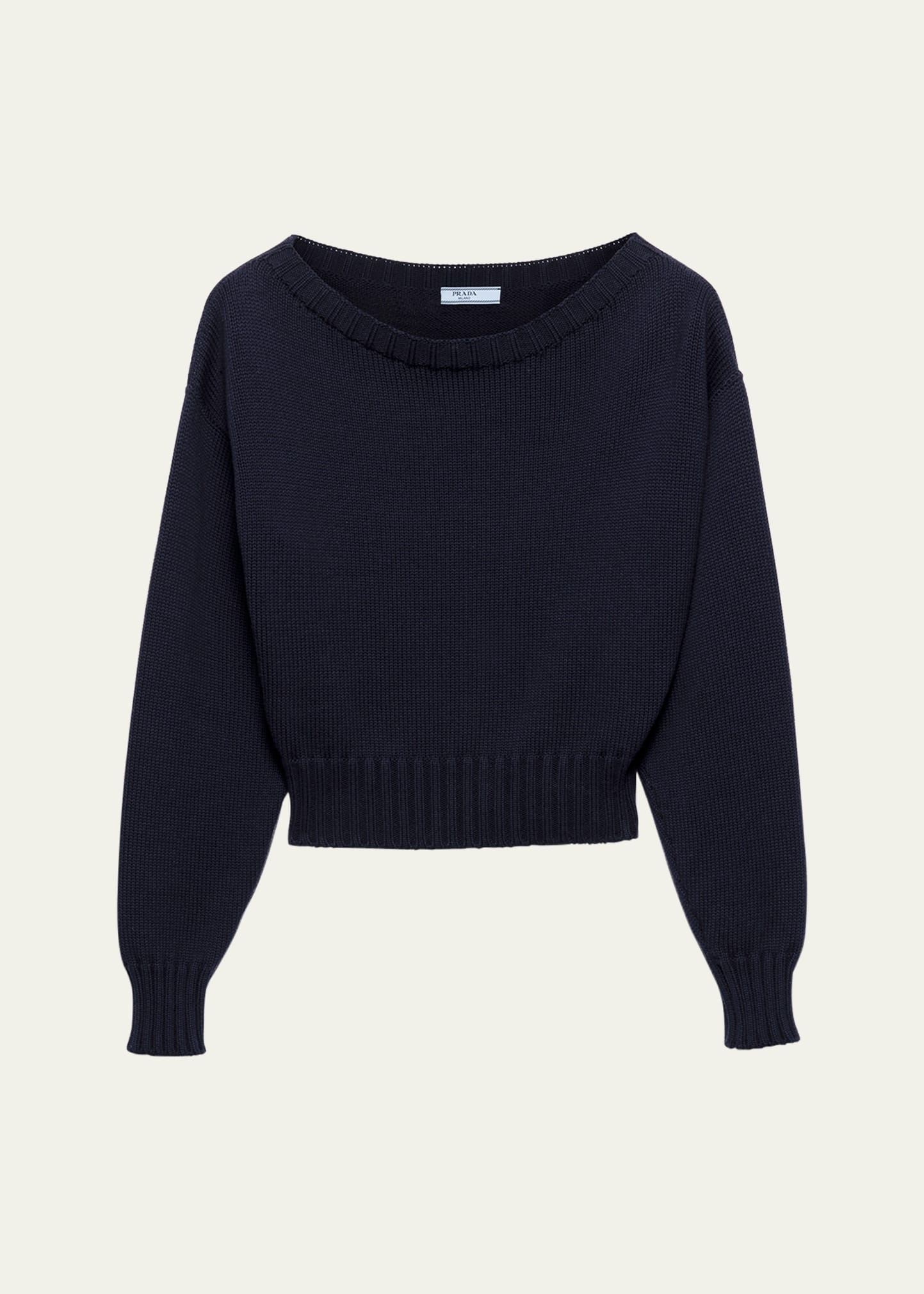 Boat Neck Knit Balloon Sweater - 1