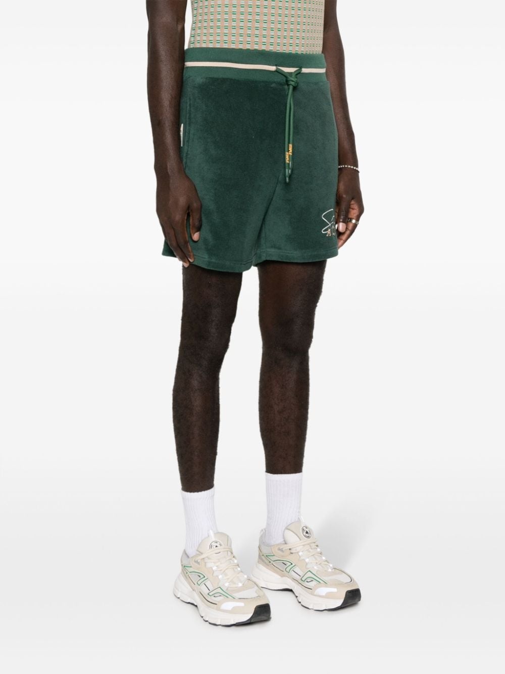 logo-embroidered cotton-blend track shorts - 4