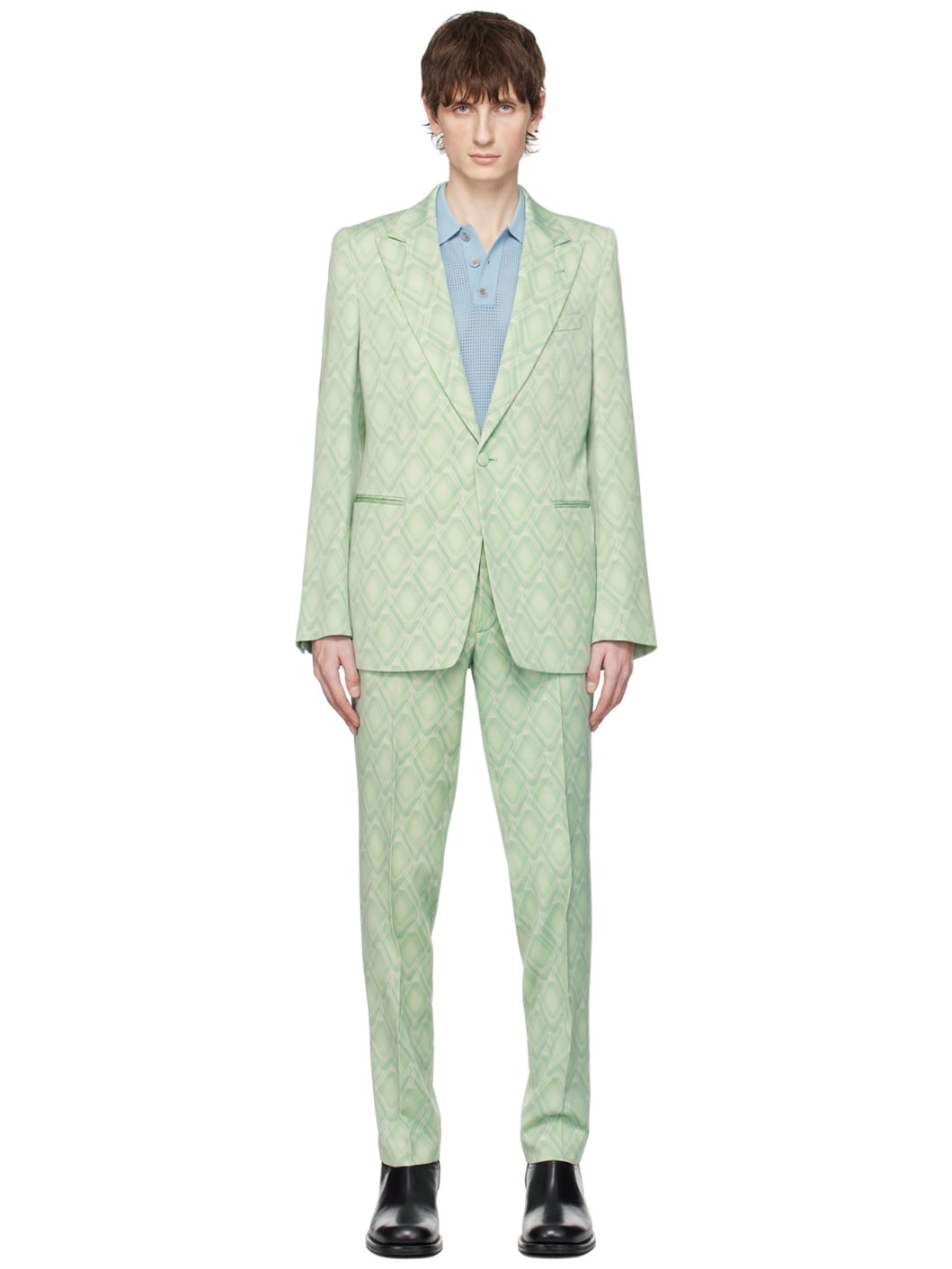 Green Slim Fit Suit - 1
