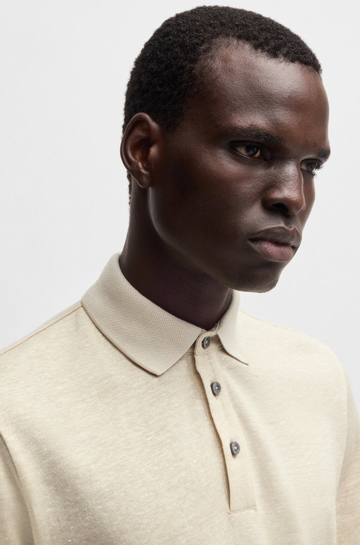KNIT POLO SHIRT IN COTTON AND LINEN - 3