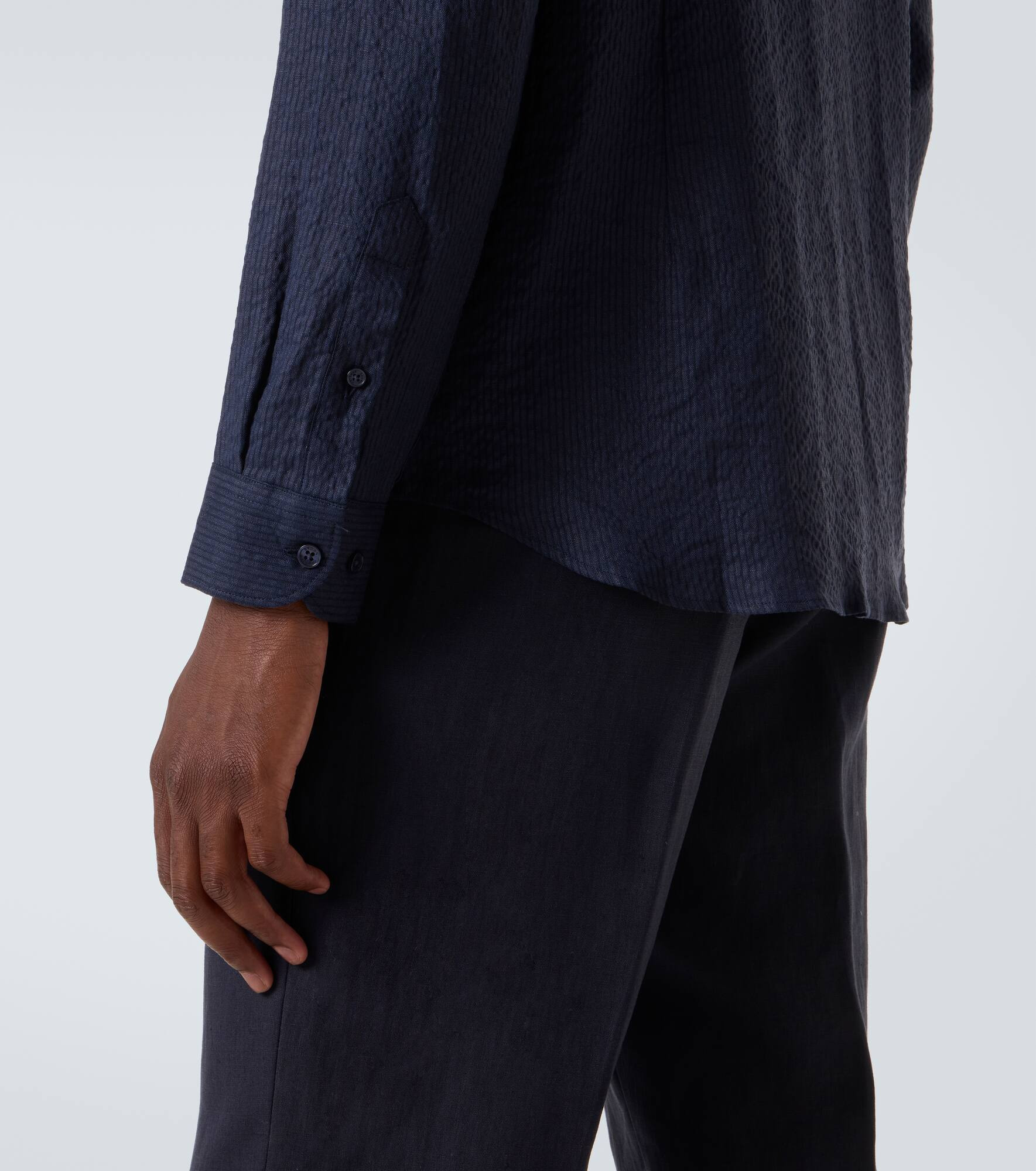 Giles cotton and linen tuxedo shirt - 7
