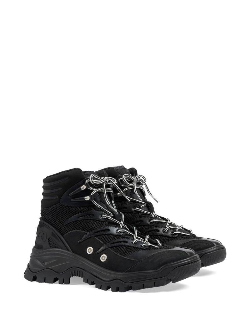 contrast-panel lace-up boots - 2