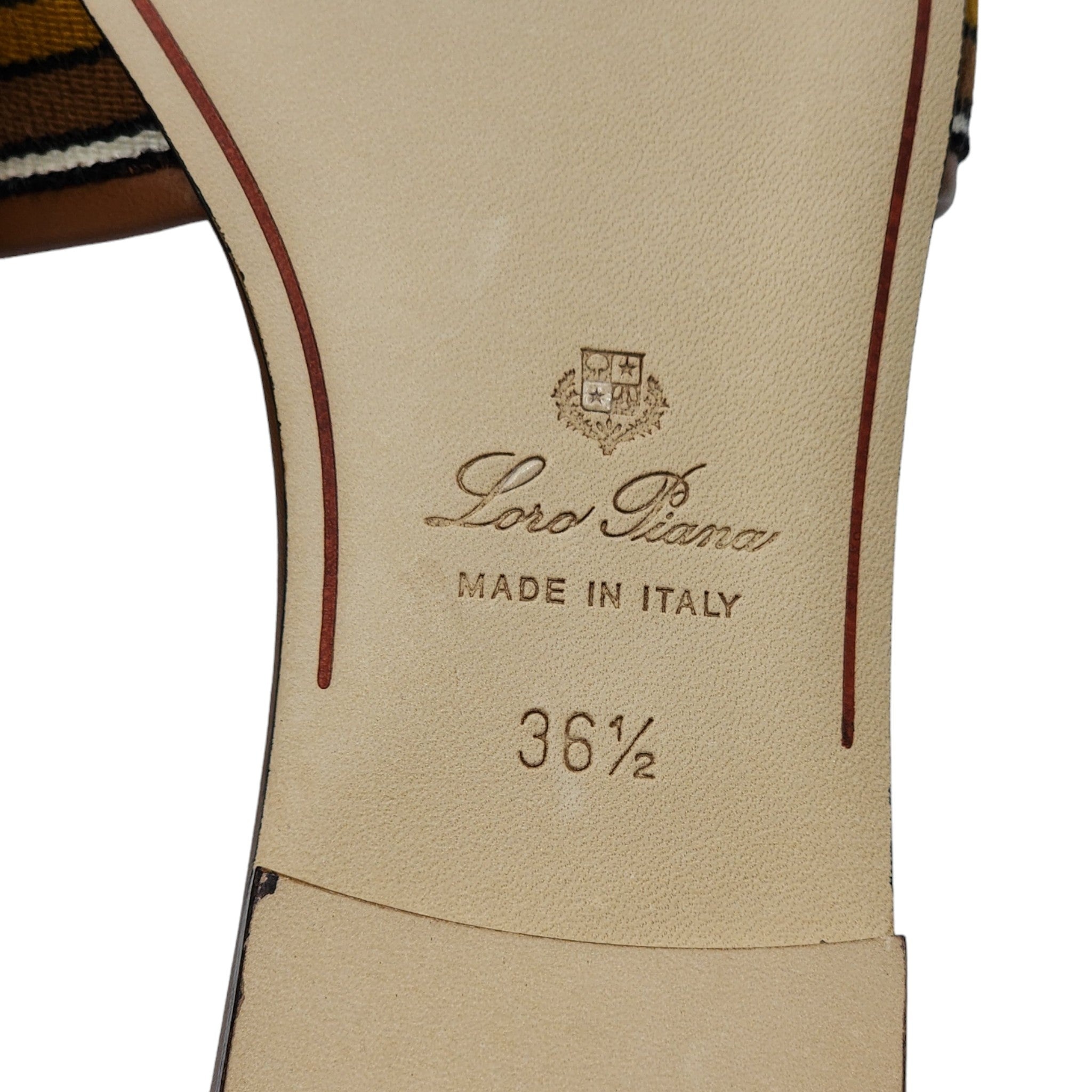 Loro Piana The Suitcase Stripe Flat Sandals in Brown - 9