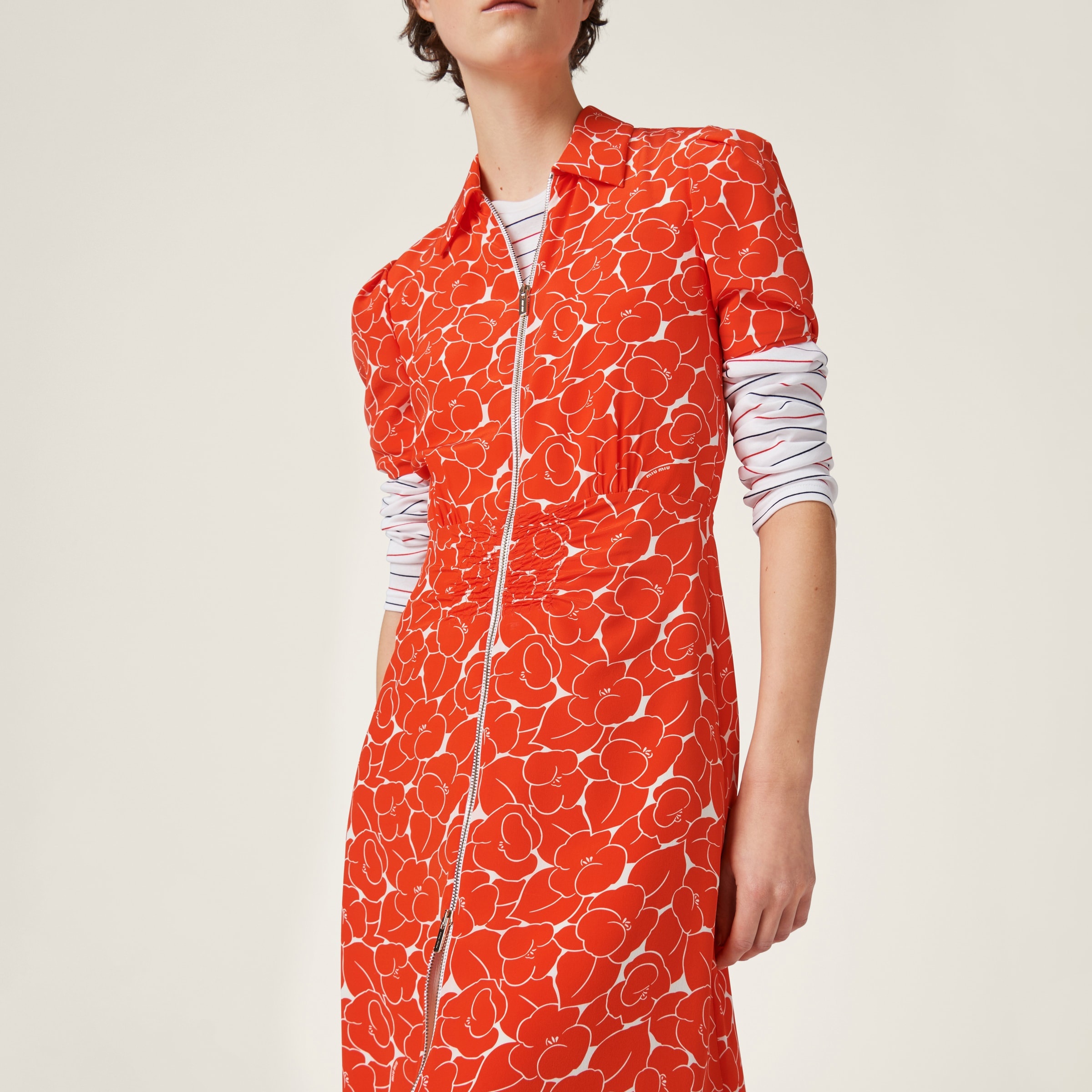 Floral crepe de chine midi-dress - 4
