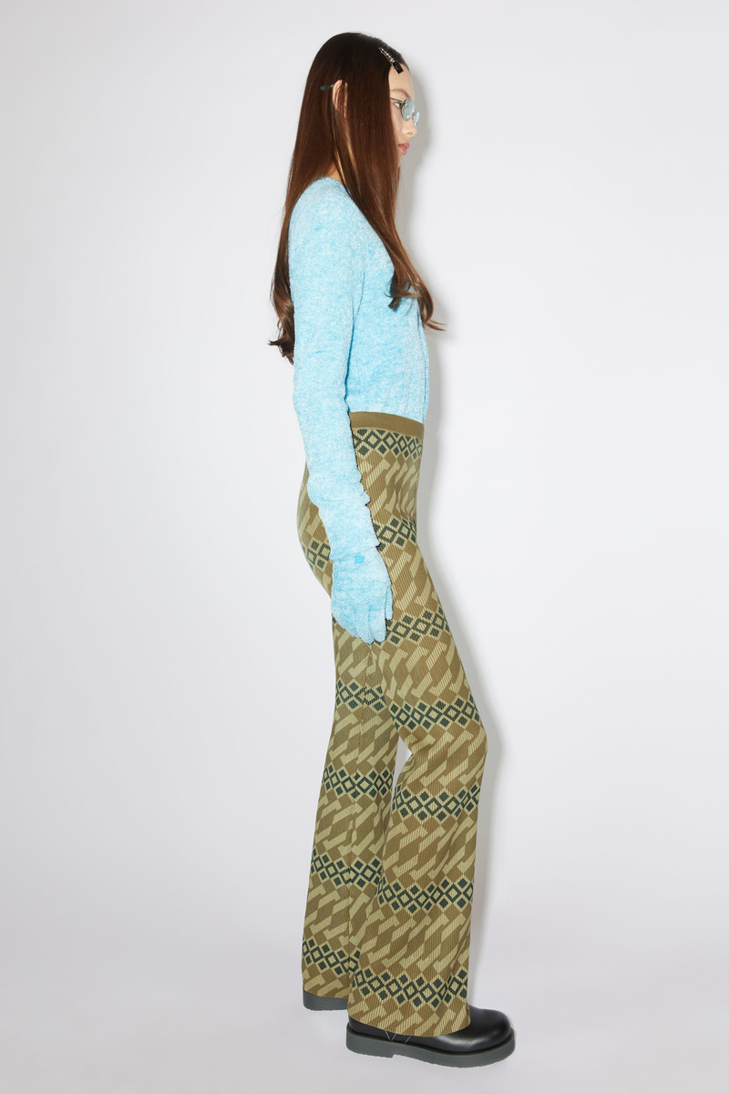 Printed rib knit trousers - Khaki beige/wheat beige 4