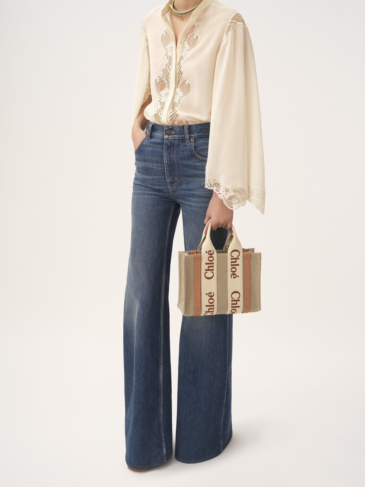 SMALL WOODY TOTE BAG IN LINEN - 8