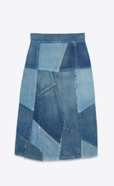 SAINT LAURENT long skirt in vintage indigo twill patchwork outlook