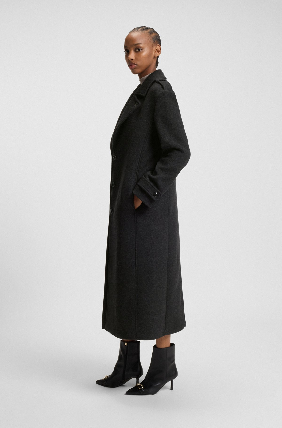 RELAXED-FIT LONG-LENGTH COAT WITH STACKED-LOGO RIVET - 3