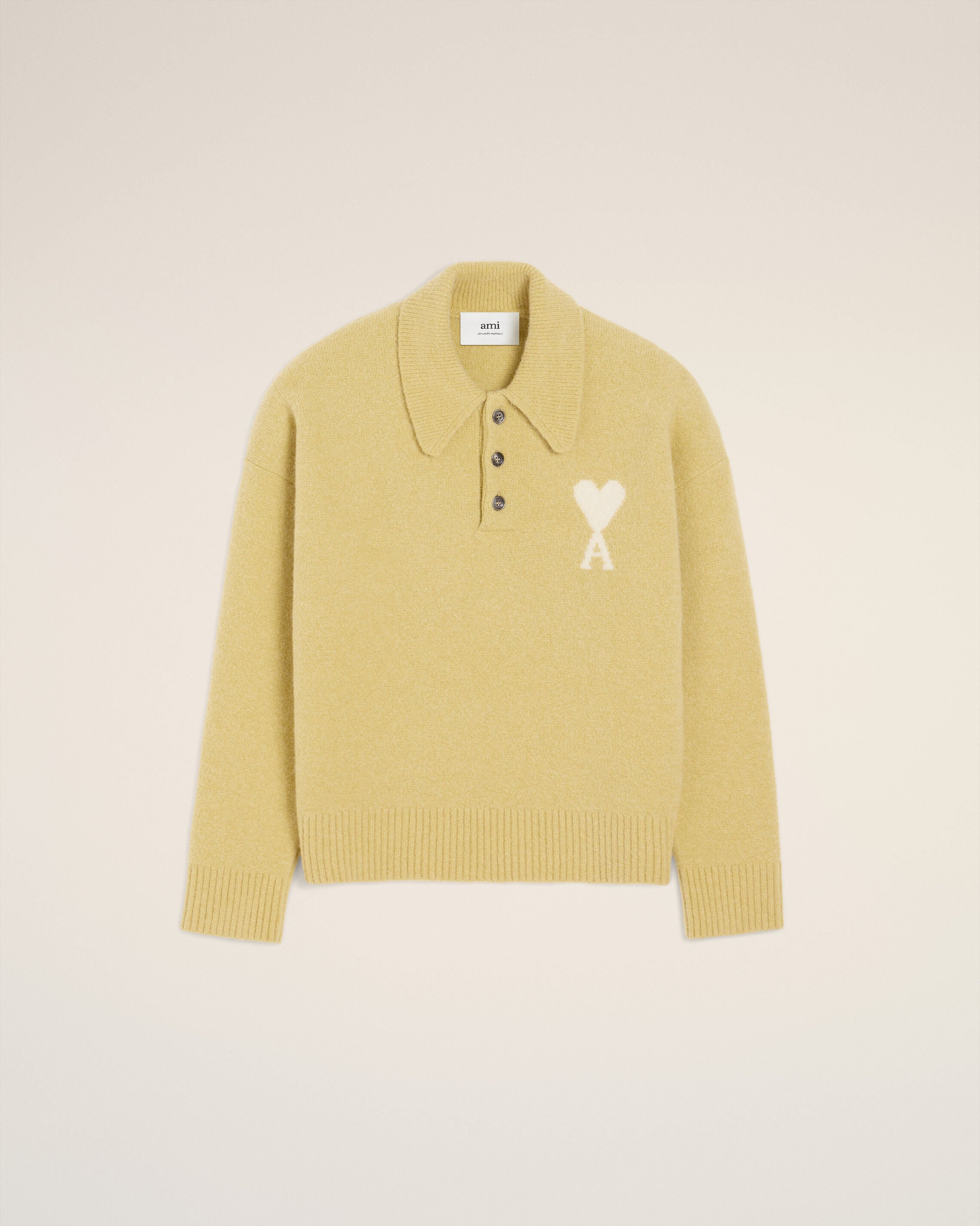 YELLOW ALPACA LONG  SLEEVES AMI DE COEUR POLO - 5