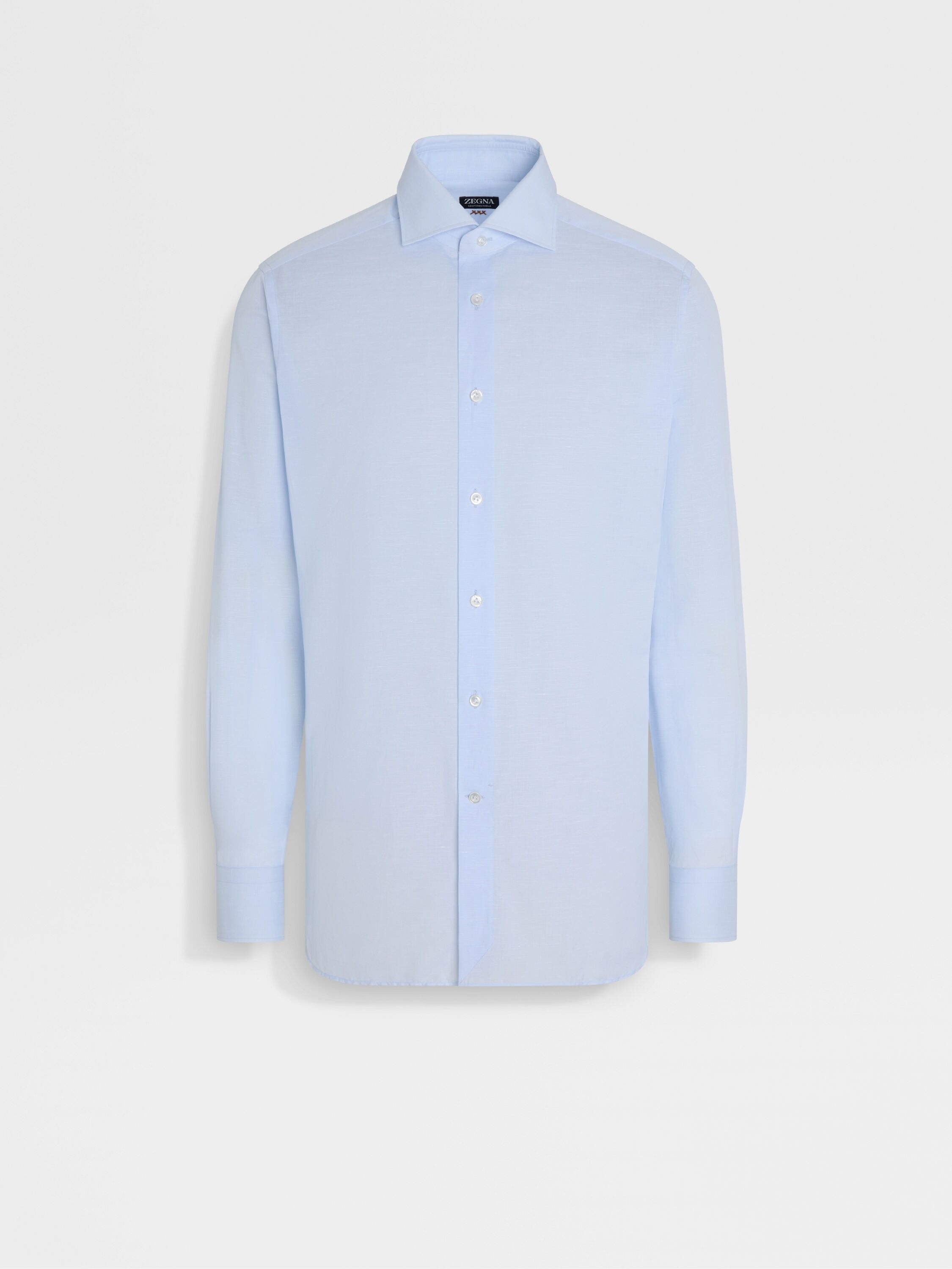 LIGHT BLUE CENTOVENTIMILA COTTON AND LINEN SHIRT - 2