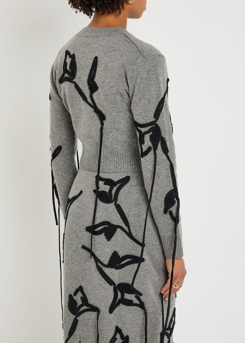 Erdem Erdem Floral-appliquéd Merino Wool Cropped Cardigan outlook