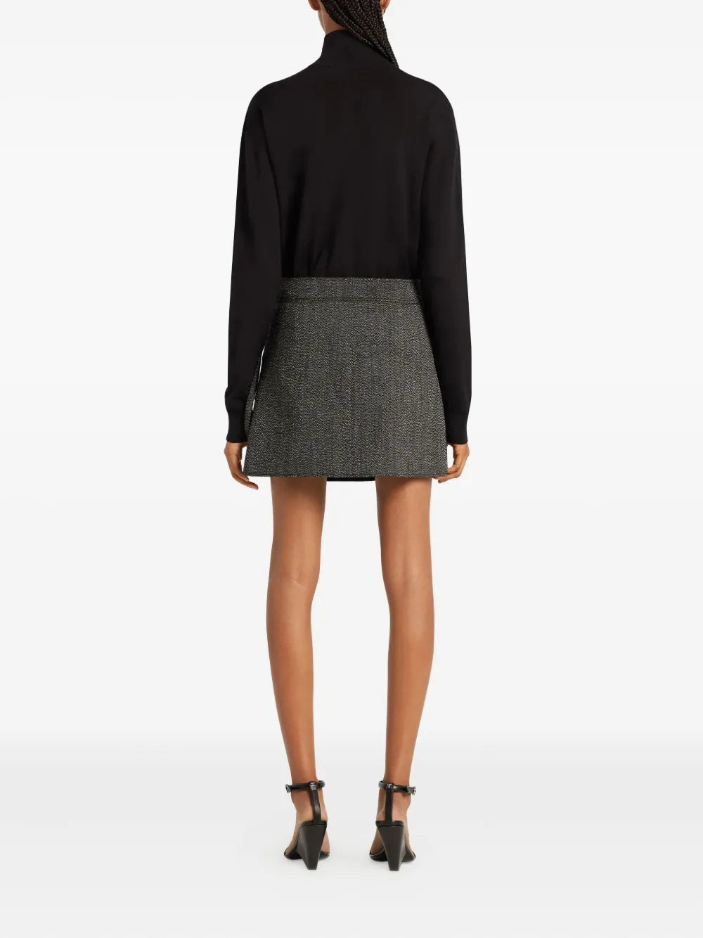 2-Pocket Zipped Caviar Mini Skirt - 4