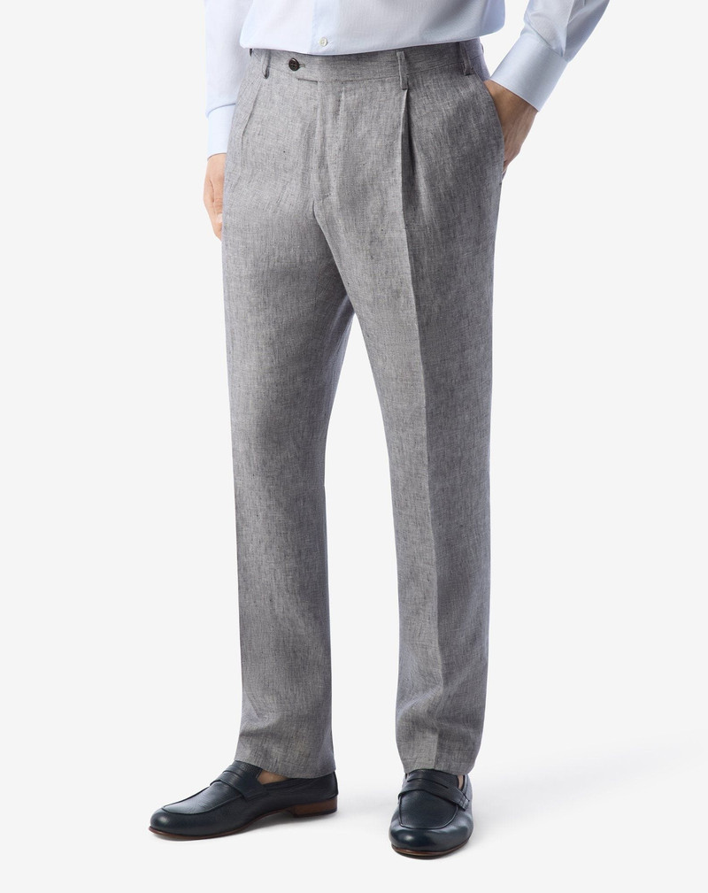 Single-dart grey trousers made from pure linen chambray 3