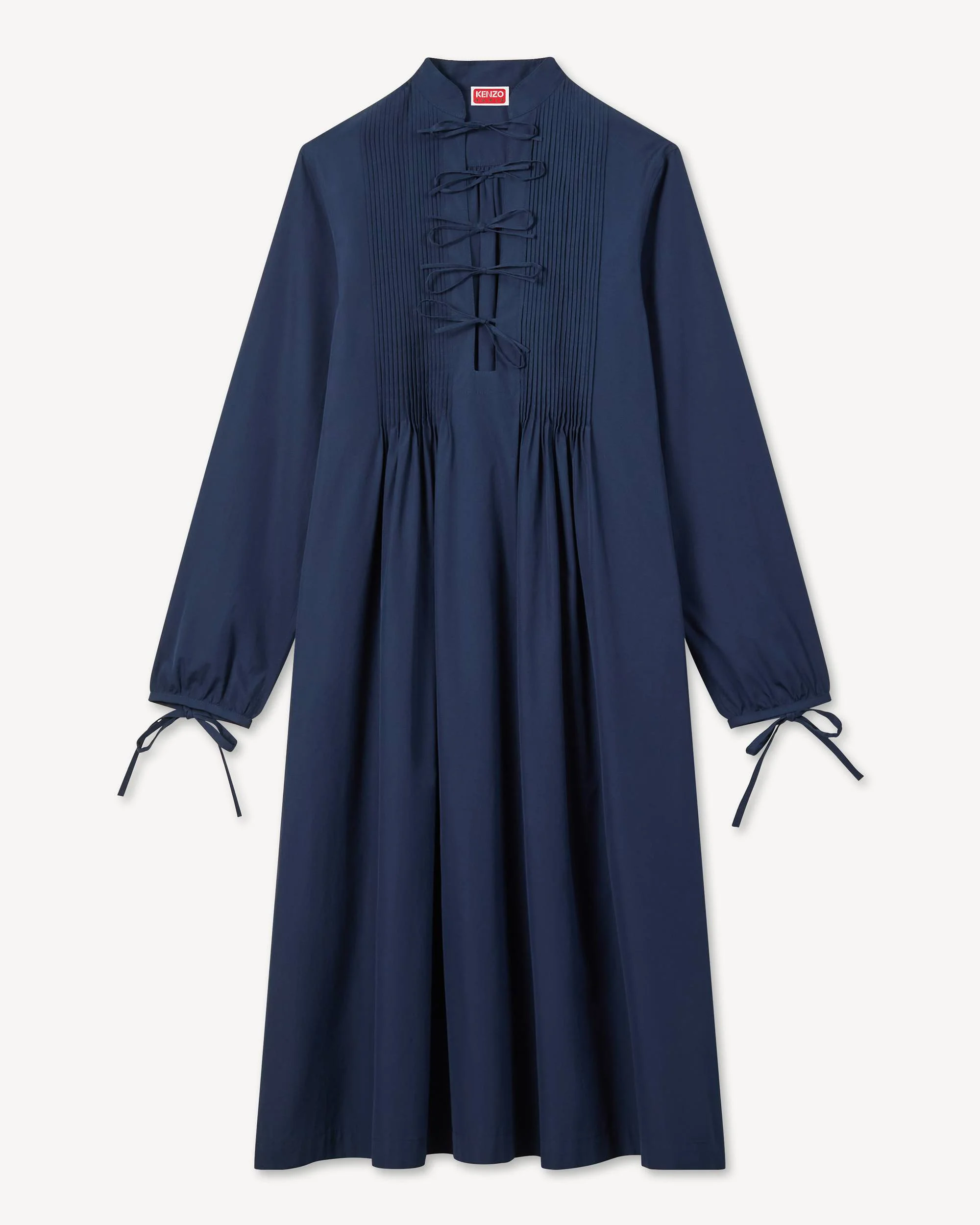 Long sleeve midi dress in light cotton poplin - 1