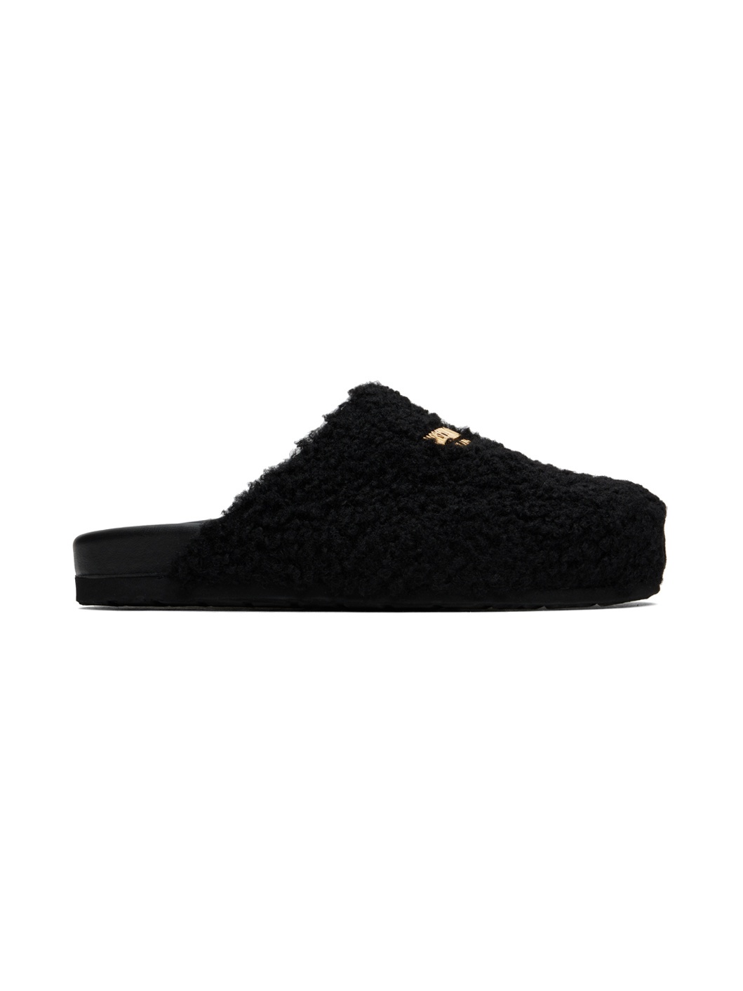 Black Shearling Slippers - 1