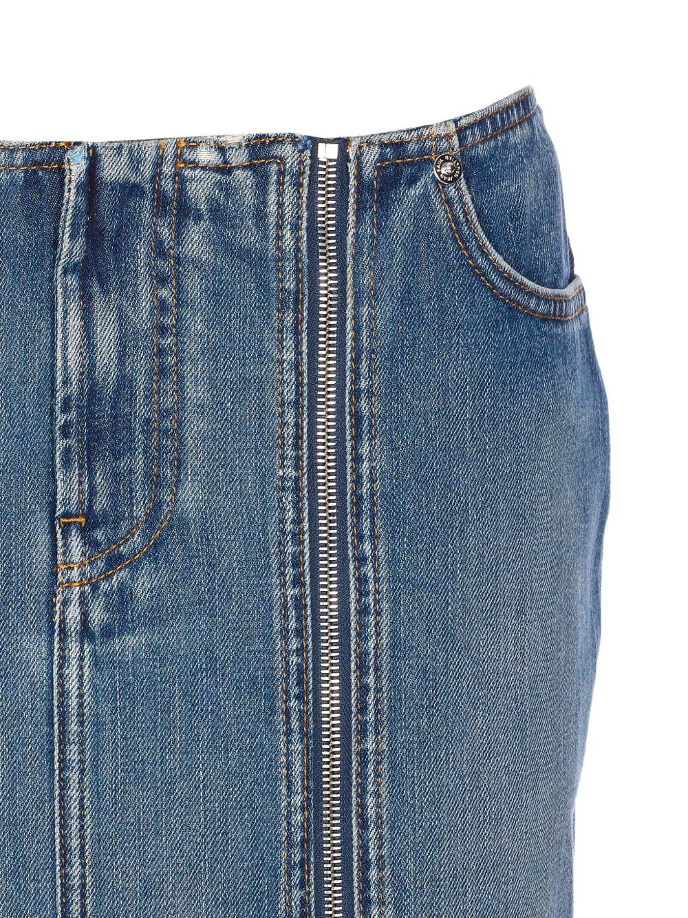 zip-detail denim mini skirt - 4