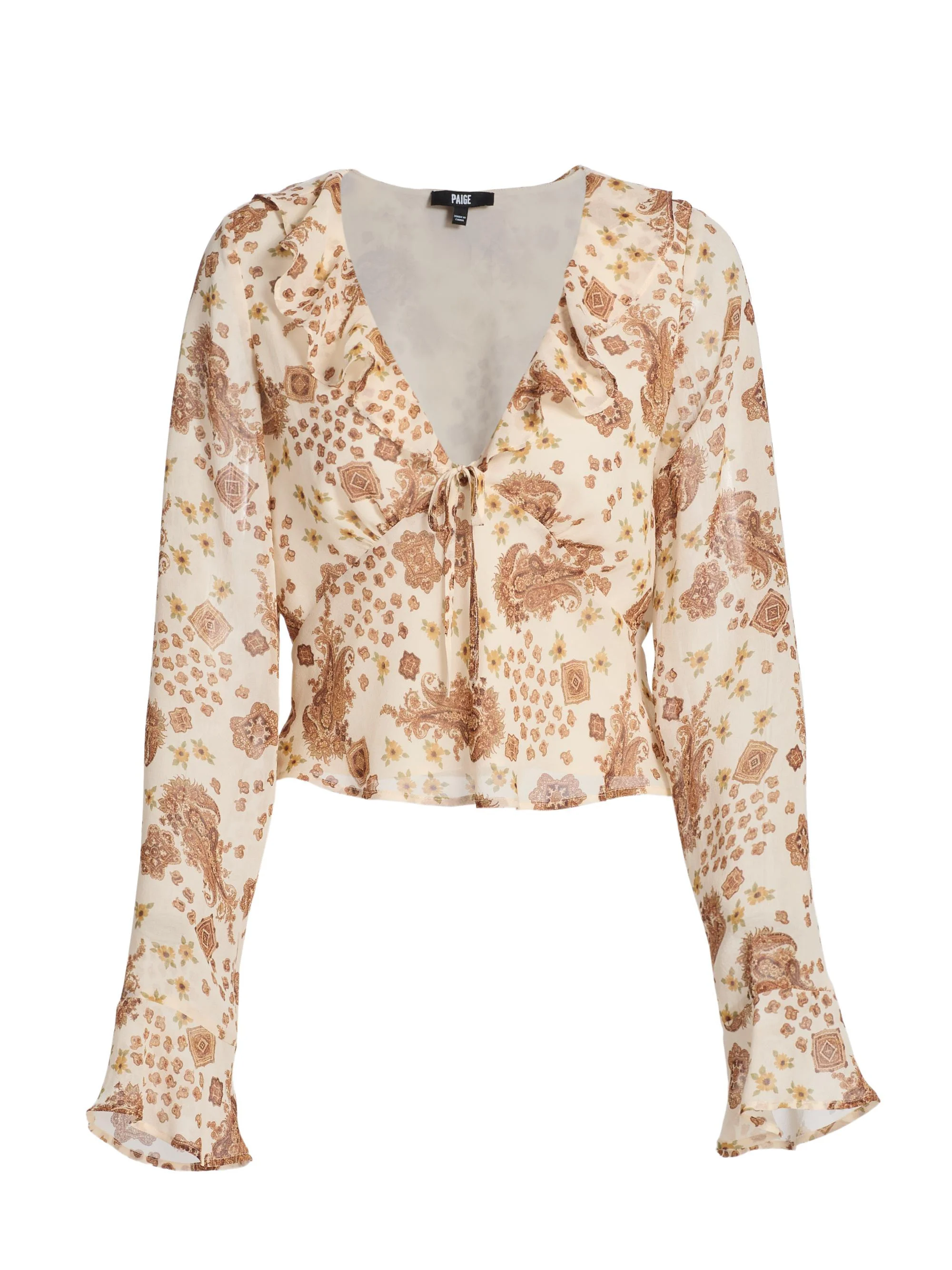 Women's Delamar Paisley Silk Blouse - Ecru Multi - 1