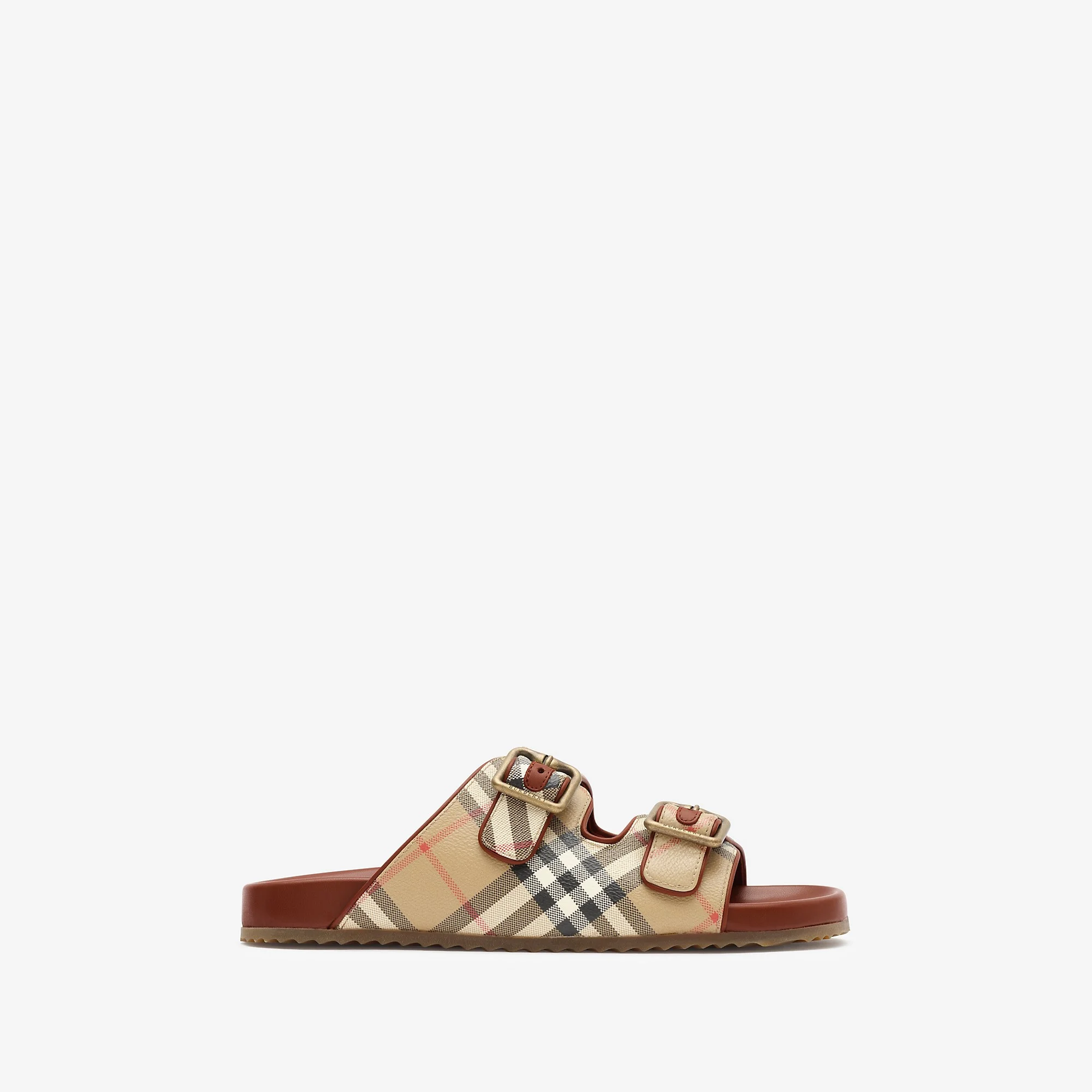 Check and Leather Urchin Sandals - 1