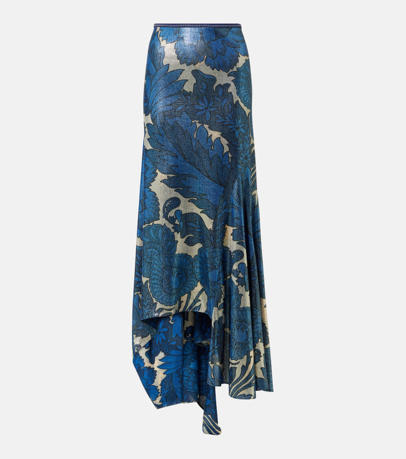 Printed asymmetric lamé maxi skirt 1