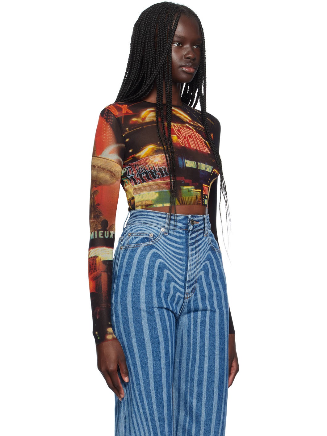 Black & Red 'The Pigalle Crop' Long Sleeve T-Shirt - 2
