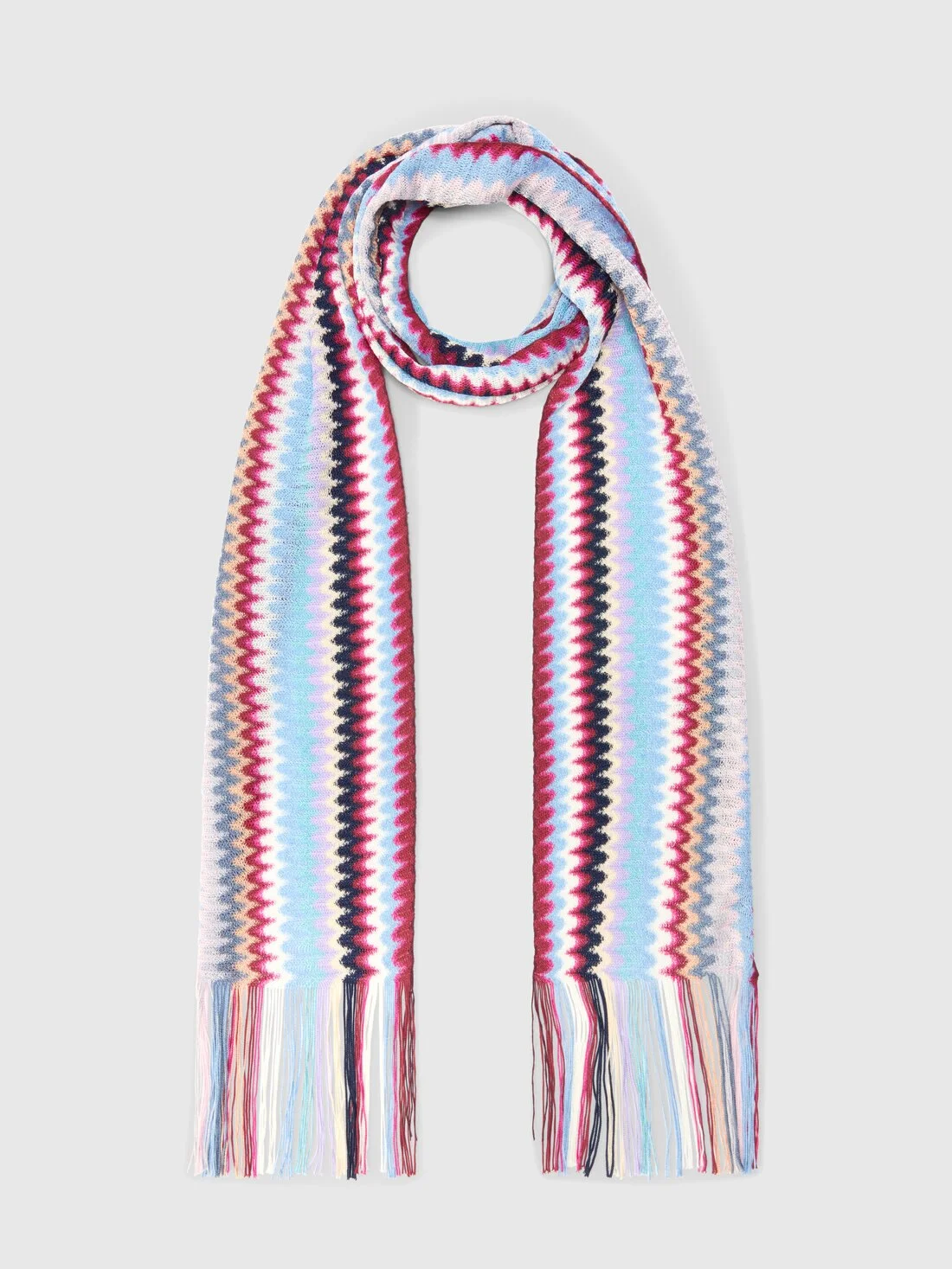 Viscose scarf with fringes and zigzag motif - 1