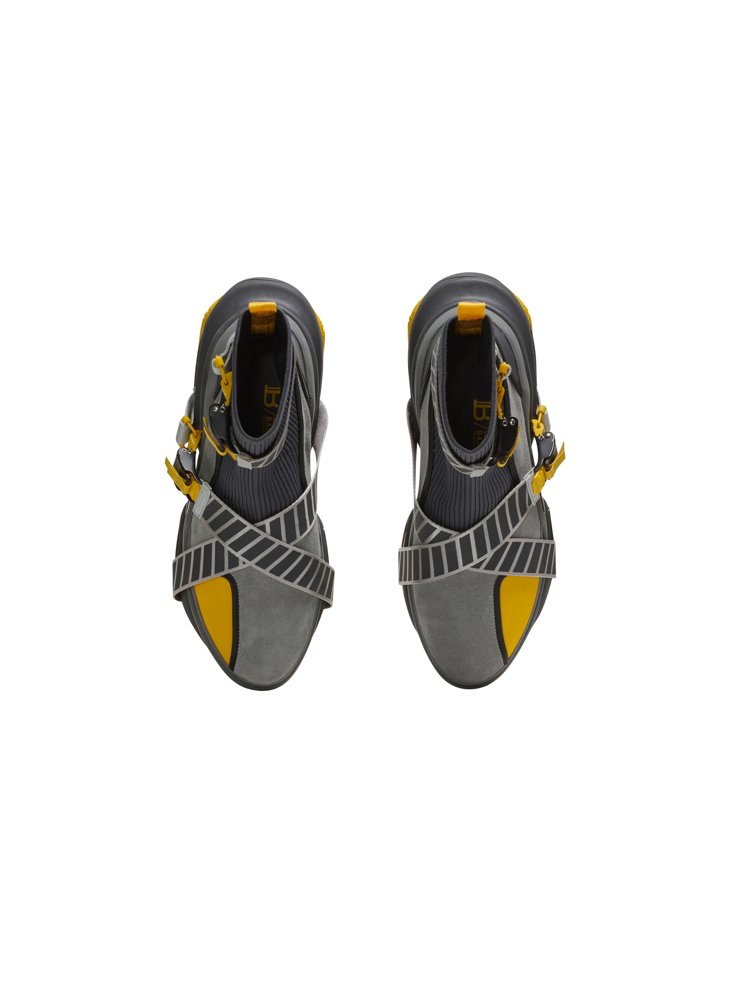 B-Bold knit and suede high-top trainers with strap - 3