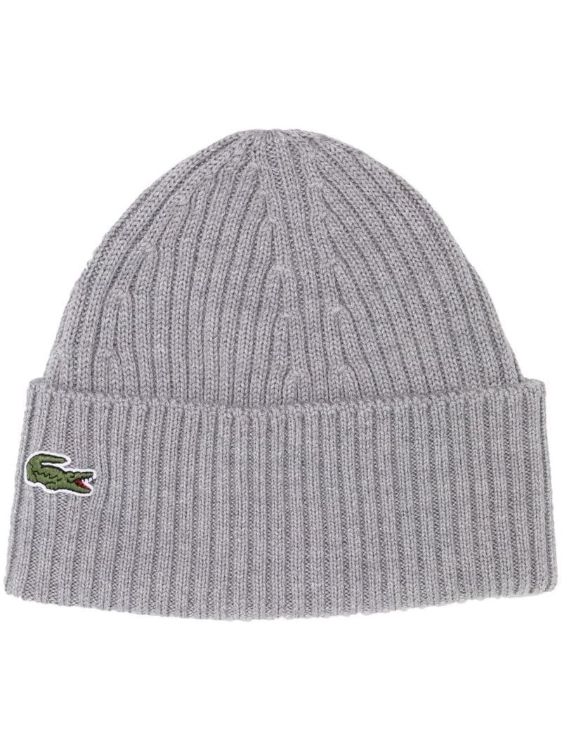 Crocodile-patch wool beanie - 1