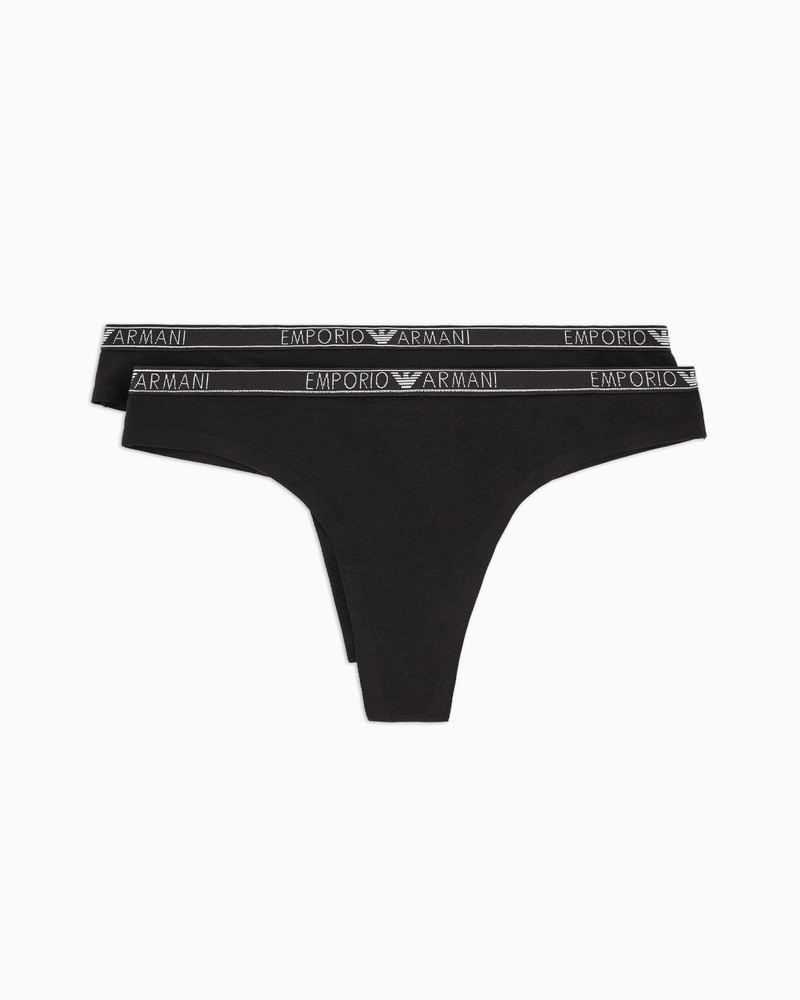 Two-pack of ASV Essential organic-cotton thongs with logo 1