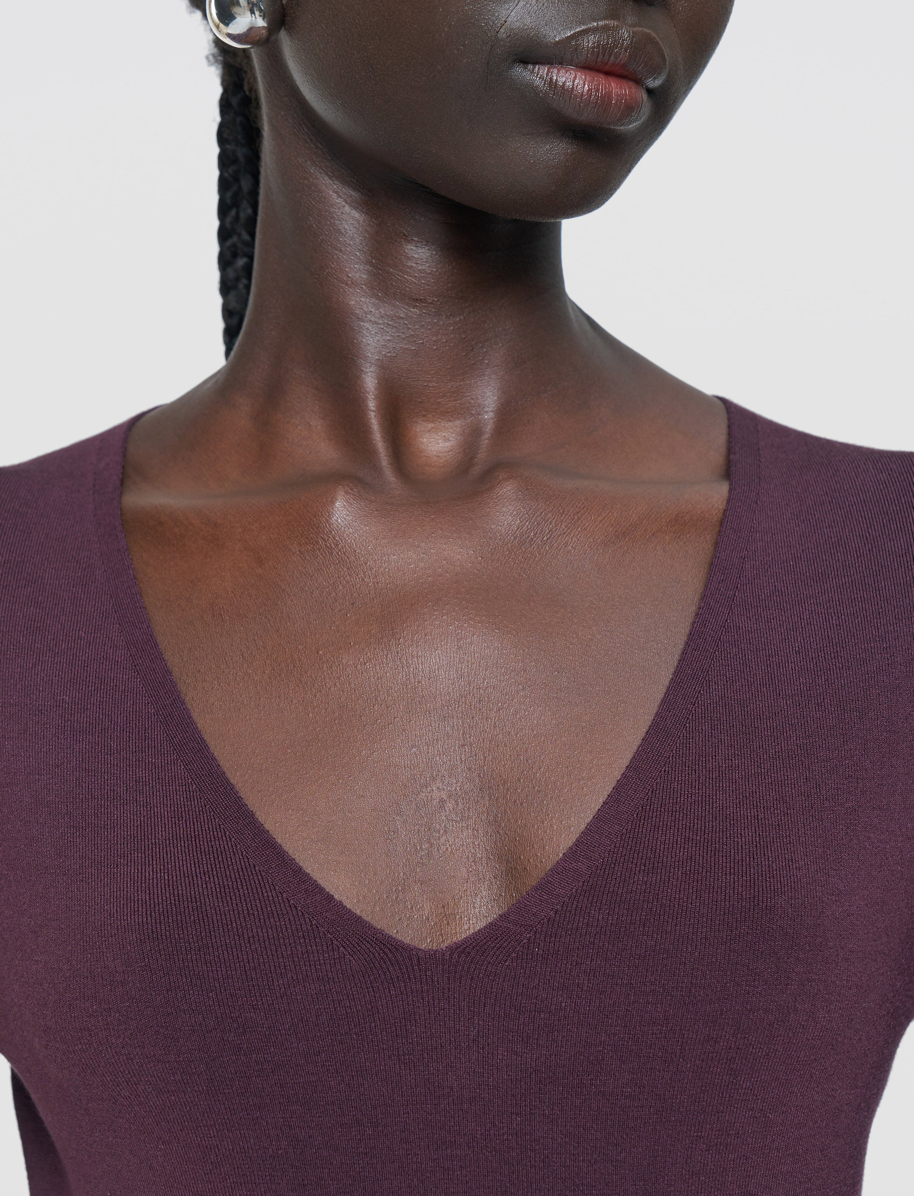 Silk Stretch V Neck Top - 5