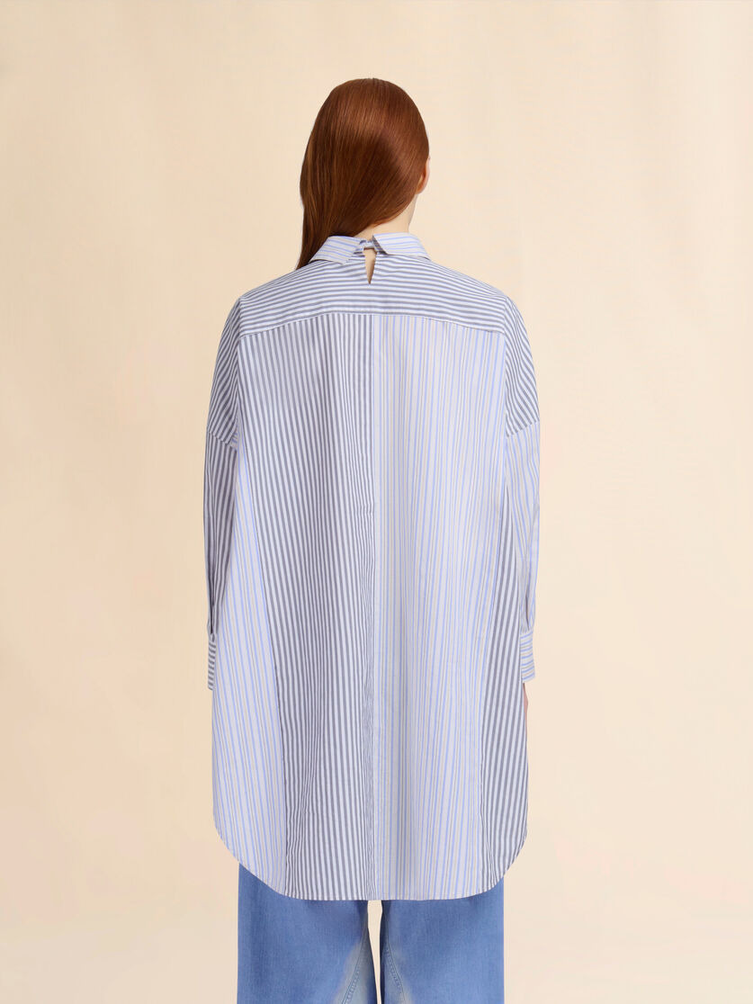 GRAY STRIPED ORGANIC POPLIN PATCHWORK SHIRT - 3