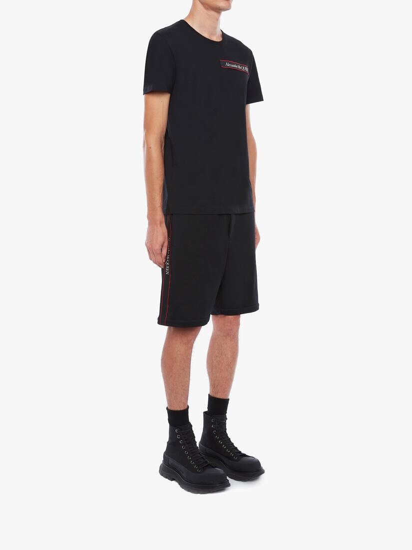 Selvedge Logo Tape Detail Shorts in Black - 3