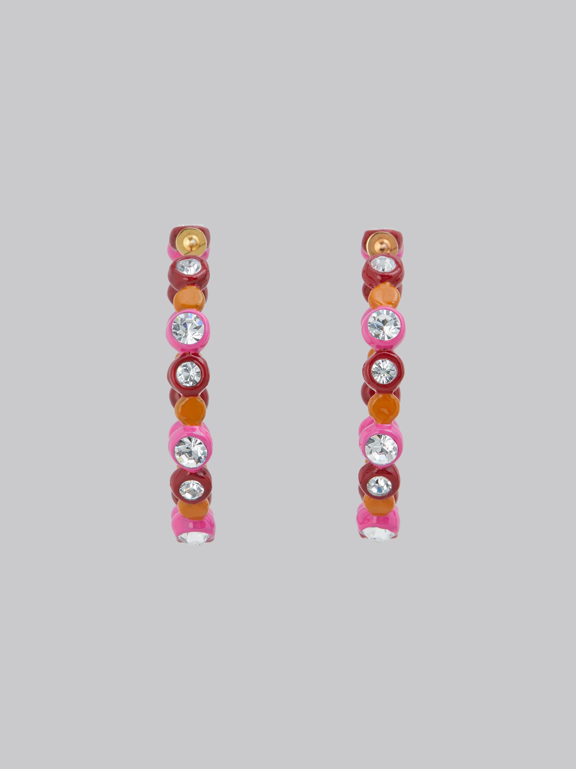 BEZEL-SET RHINESTONE RESIN HOOP EARRINGS - 3