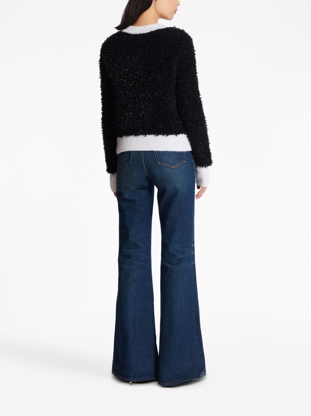 bouclÃ© contrasting-trim knitted cardigan - 4