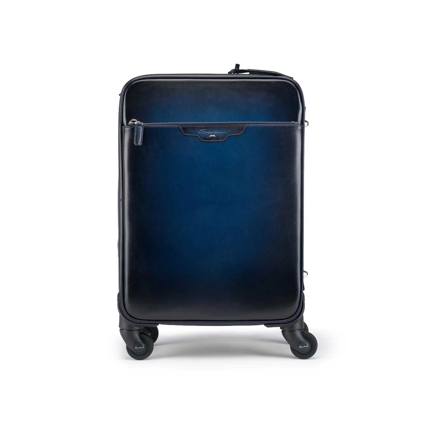 Blue leather travel suitcase - 1