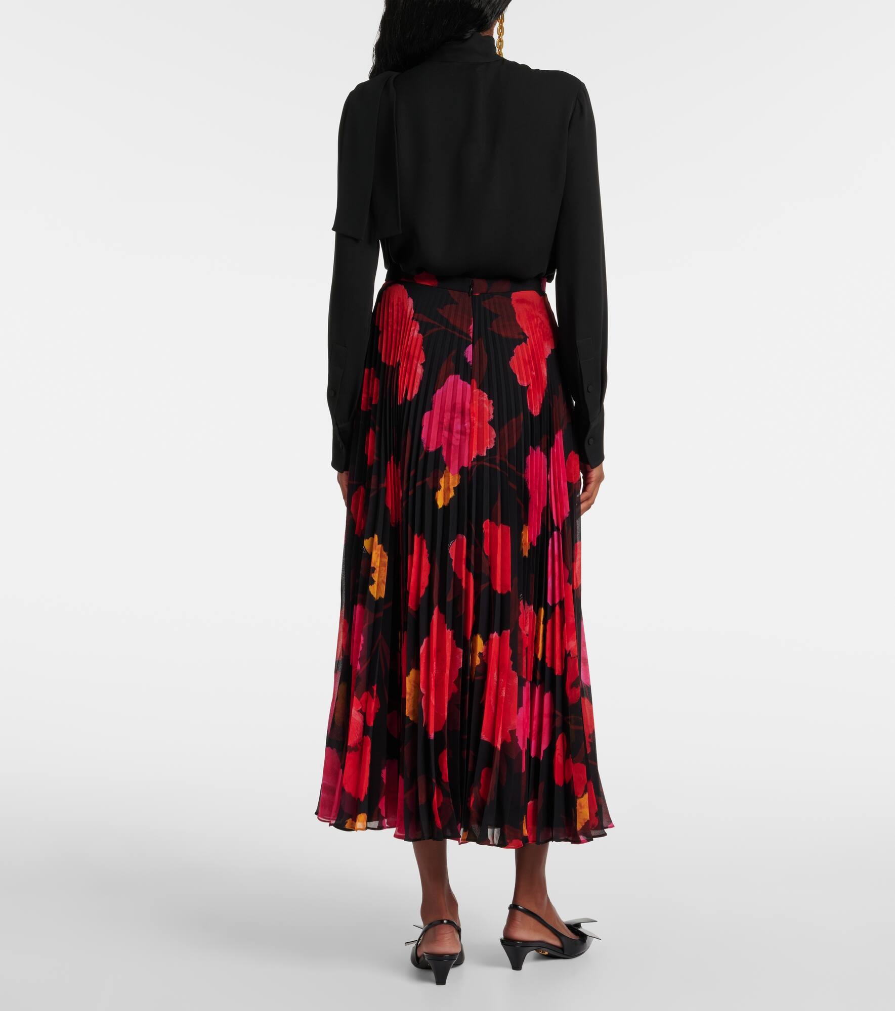 Pleated floral midi skirt - 3