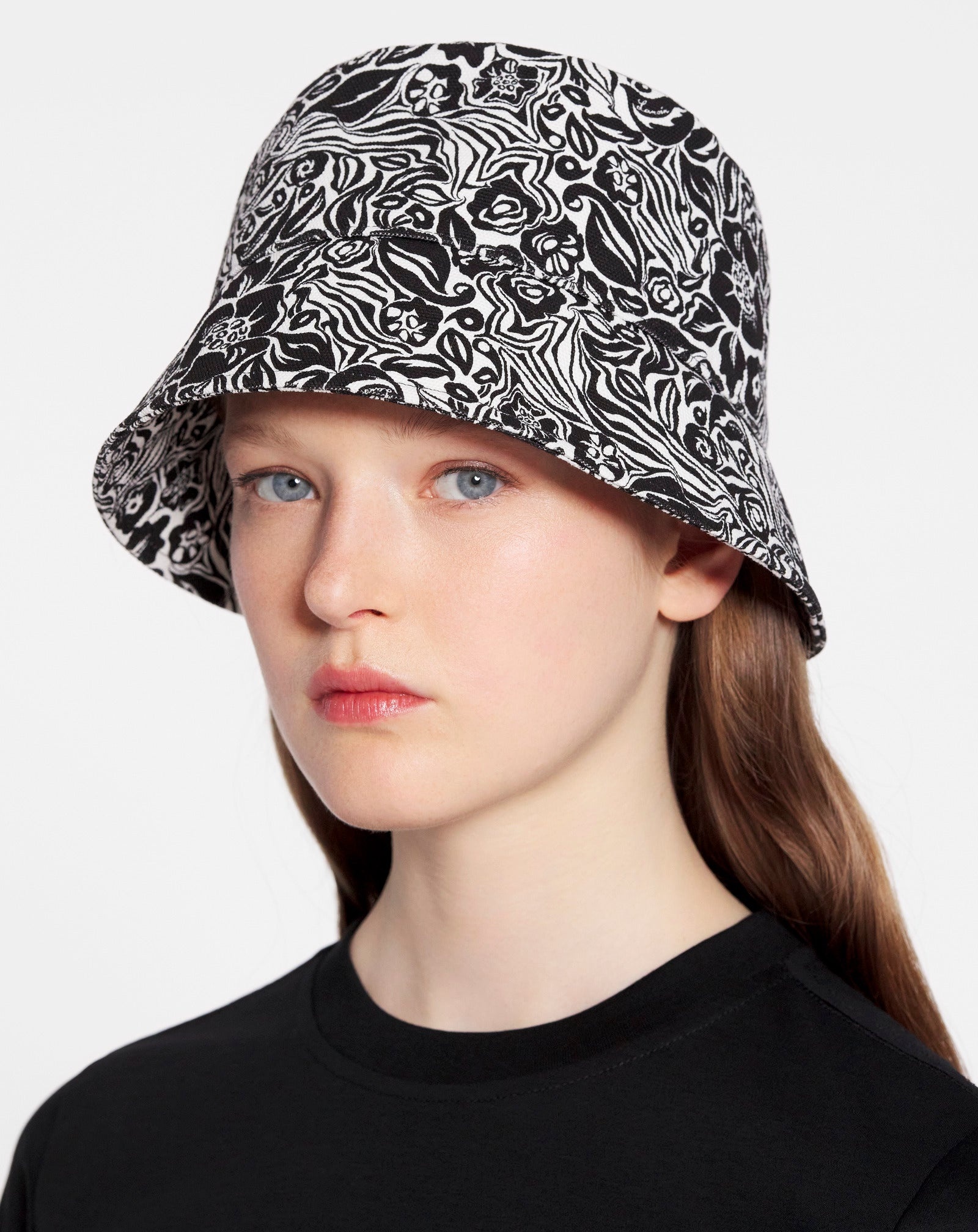 FLOWER TO ZEBRA PRINTED COTTON BUCKET HAT - 4